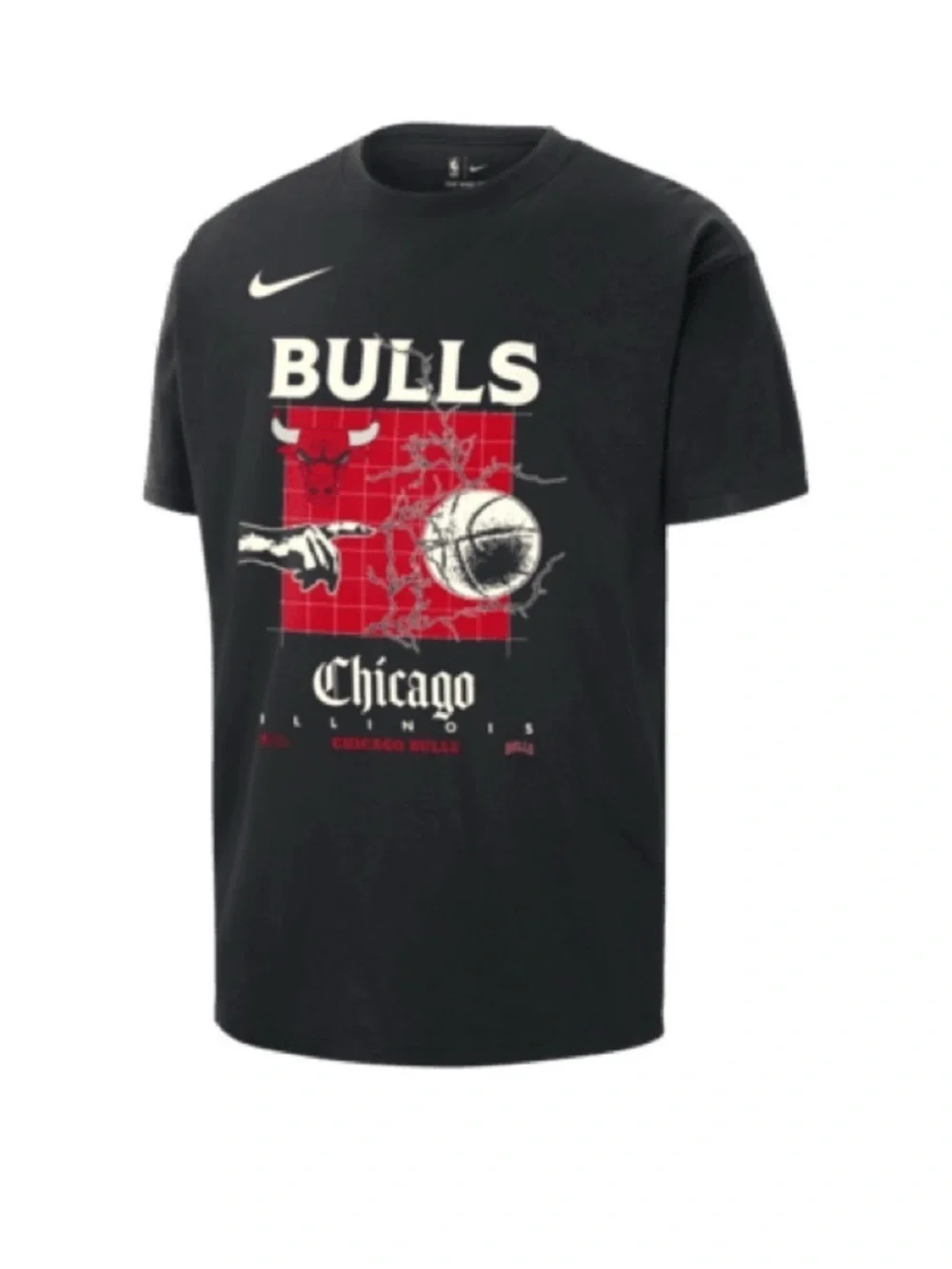Sz xl kids Nike Black Chicago Bulls Graphic Tee with Red and White Accents